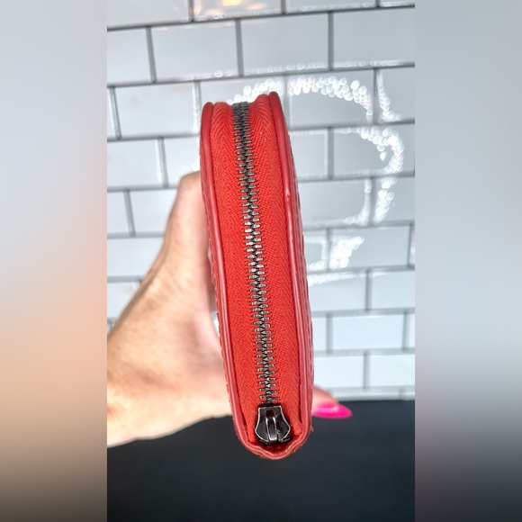 Authentic Bottega Veneta Intrecciato Zip Around Wallet Red - Picture 3 of 9